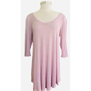 Black Swan Wm M Pink Scoop Neck 3/4 Sleeve Back Lace Panel Tunic